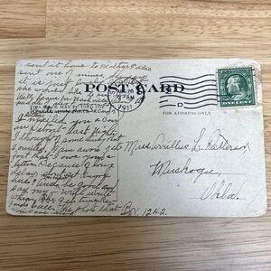 1911 Ben Franklin Green 1-cent stamp on postcard Canceled MO